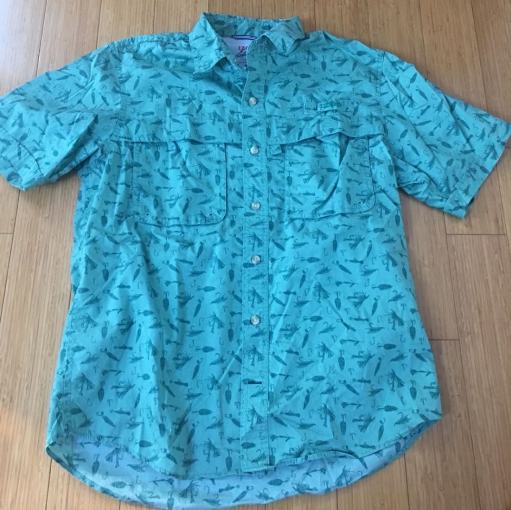Izod mens fishing shirt, size Med, green